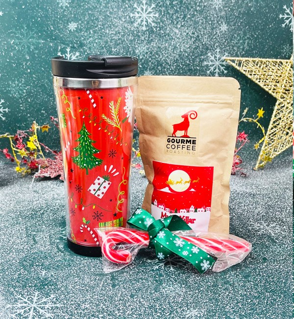 Kırmızı Yeni Yıl Tasarımlı Mug Bardak Filtre Kahve Ve Baston Şeker SetgiftmodaGmhs101290