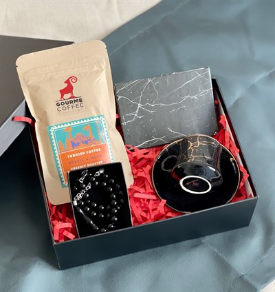 Siyah Mermer Tasarımlı Mini Albüm Türk Kahvesi Kahve Fincanı Ve Tesbih Hediye SetigiftmodaGmhs100800
