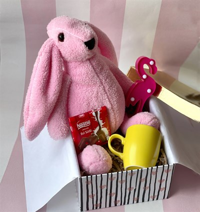 Sarı Bulut Kupa Sevimli Peluş Tavşan Mini Flamingo Lamba Ve Çikolata Set giftmodaGmhs100779