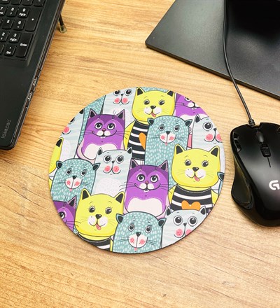 Sevimli Kedi Tasarımlı Oval Mouse Pad	giftmodaGmms000006