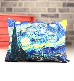 Van Gogh Yıldızlı Gece Ahşap Kutulu Kupa ve Yastık Hediye Seti